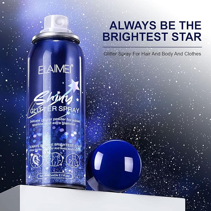 Shiny Glitter Spray,body Spray for Hair and Body-Quick-Lasting,Body Glitter Spray for Face,Body,Hair and Clothing,Shimmer Spray with Glitter