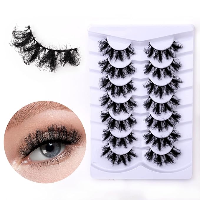 Fluffy False Eyelashes Thick 3D Faux Mink Lashes Wispy Fake Eyelashes Pack - 7 Pairs, Z24
