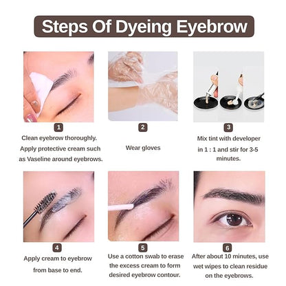 Lash Color Kit - Professional Eyelash and Brow Color Set with Natural Effect, Lasts 6 Weeks, Safe & Easy to Use for Salon Home (7ml, Brown)