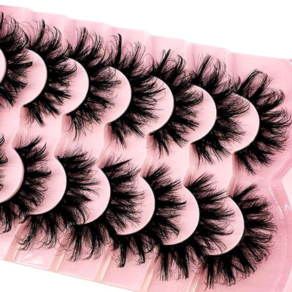 HBZGTLAD NEW 7pairs Cat eye Eyelashes 3D Natural False Lashes 5d Fluffy Soft Cross Manga Lashes Wispy Natural Eyelash Extension Makeup (108)
