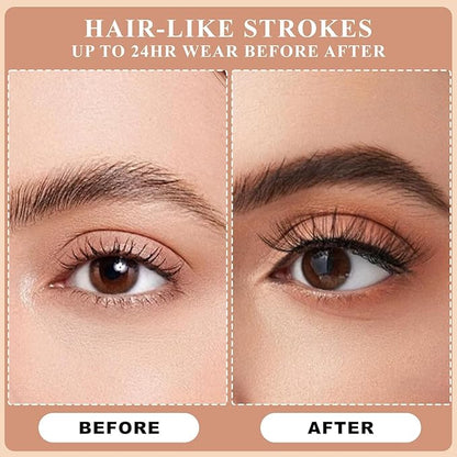 Eyebrow Contouring Pen, 2025 New Upgraded Waterproof Eyebrow Pen with 4-Prong Micro-Fork-Tip Applicator, Liquid Eyebrow Pen for Women Creates Natural Looking Brows Effortlessly, Red