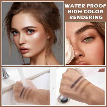 Eyebrow Stamp Stencil Kit Eye Brow Stencil Kit Brow Stamp Kit Long Lasting Waterproof Eyebrow Makeup Powder Kit with 24 Reusable Eyebrow Stencils - 03 Skin Color&Brown&Gray Black