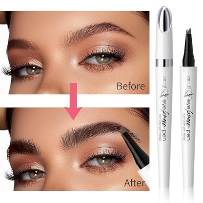 Tattoo Eyebrows Waterproof,2024 New 3D Waterproof Eyebrow Pencil,Eyebrow Pencil with Micro-Fork Tip for Women,Microblading Eyebrow Pen 4 Fork Tip Tattoo Pencil, (Dark brown)