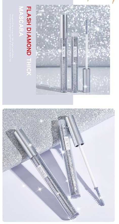 Glitter Mascara for Eyelashes, Womens Waterproof Long Lasting Mascara Smudge-Proof No Clumping Colorful Eyes Makeup for Women Wedding Stage Music Festival.