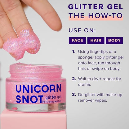 Unicorn Snot Face & Body Glitter - Cosmetic-Grade Holographic Glitter Gel - Makeup for Festivals, Raves, Anime Cosplay - Safe for Face, Easy Application & Removal, 1.7oz Pink (Flamingo)