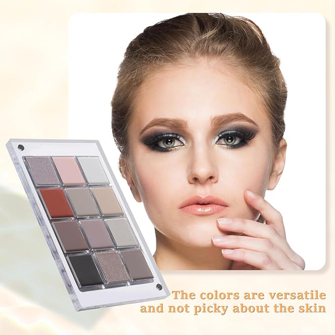 12 Color Cool Toned Eyeshadow Palette – Matte & Shimmer – Smokey, Neutral & Metallic Shades – Long-Lasting, Waterproof & Blendable – Professional & Everyday Eye Makeup
