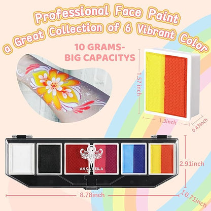 Anka Bella Professional Face Paint（60gm),Water Activated Face Body Painting Kit for Kids & Adults,Hypoallergenic & Non-Toxic,Perfect for Birthday Parties/Halloween/Carnival