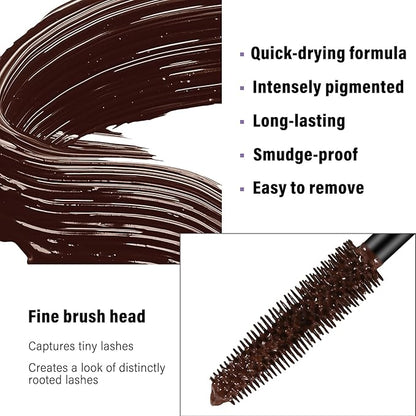 Waterproof Mascara, Black Volume and Length Lashes, Long Lasting No-Smudging Curl Mascara, Thick Mascara with Eye Makeup Aid Tool, False Lash Effect