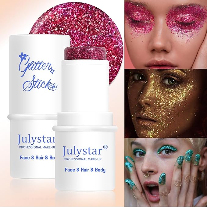 Body Glitter Stick, 4 Colors Mermaid Sequins Glitter Gel for Face and Body, Waterproof Chunky Glitter for Stage Party Club Holographic Glitter Makeup, Blue Face Glitter Gel Eye Glitter
