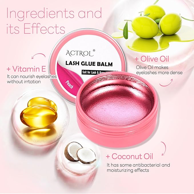 Lash Lift Glue Balm Eyelash Lifting Perm Pink Peach Strong Hold Lash&Brow Perm Glue Balm Brow Adhesive Powerful Sticky Brow Lamination 0.71Oz/20G
