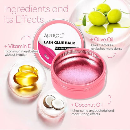 Lash Lift Glue Balm Eyelash Lifting Perm Pink Peach Strong Hold Lash&Brow Perm Glue Balm Brow Adhesive Powerful Sticky Brow Lamination 0.71Oz/20G