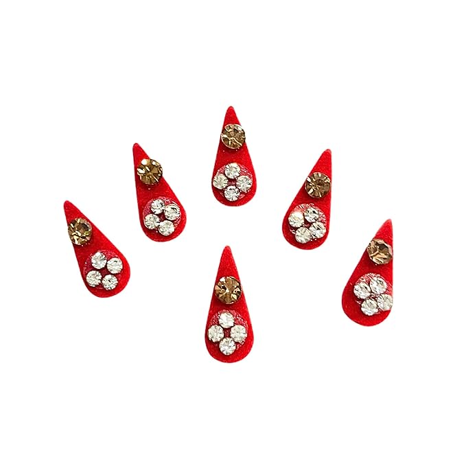 Handcrafted Small Maroon Tilak Bindis with Stones – Traditional Indian Forehead Bindis for Women, Elegant and Decorative Tilak for Special Occasions and Daily Wear (Design 2)