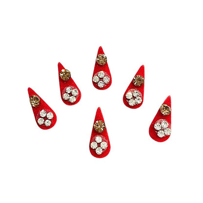 Handcrafted Small Maroon Tilak Bindis with Stones – Traditional Indian Forehead Bindis for Women, Elegant and Decorative Tilak for Special Occasions and Daily Wear (Design 2)