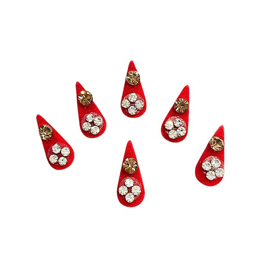 Handcrafted Small Maroon Tilak Bindis with Stones – Traditional Indian Forehead Bindis for Women, Elegant and Decorative Tilak for Special Occasions and Daily Wear (Design 2)