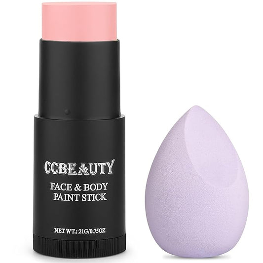 CCbeauty Baby Pink Face Paint Stick,Face Painting Kit,Non Toxic SFX Makeup For Cat Unicorn Fairy Halloween Costume Cosplay,Professional Body Paint,Full Coverage Painting Foundation With Makeup Sponge