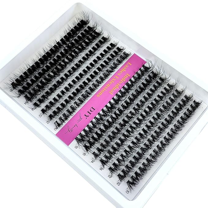 HBZGTLAD Fluffy Cluster Lashes 40D60D80D100D120D Natural Thick Eyelash Clusters D Curl Individual Lashes DIY Eyelashes Extension (14Rows 40P60P)