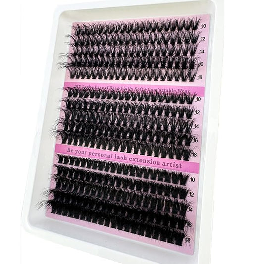 HBZGTLAD Fluffy Cluster Lashes 40D60D80D100D120D Natural Thick Eyelash Clusters D Curl Individual Lashes DIY Eyelashes Extension (15Rows 40+60+80D)