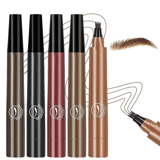 Magic Eyebrow Pencil,2024 New 3D Waterproof Microblading Eyebrow Pencil Contouring Pen,4 Tipped Precise Brow Pen,Fine Stroke Microblading Eyebrow Pencil Natural Makeup Effec((5 Color)