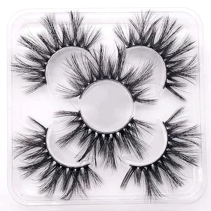 Sunniess False Eyelashes 8D Faux Mink Lashes 100% Handmade Reusable Natural Look Fake Eye lashes Cat-Eye Fluffy Wispy Lashes Dramatic Long Thick Volume Soft Lashes Packs