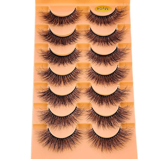 HBZGTLAD NEW 7pairs Cat eye Eyelashes 3D Natural False Lashes 5d Fluffy Soft Cross Manga Lashes Wispy Natural Eyelash Extension Makeup (MY-04)