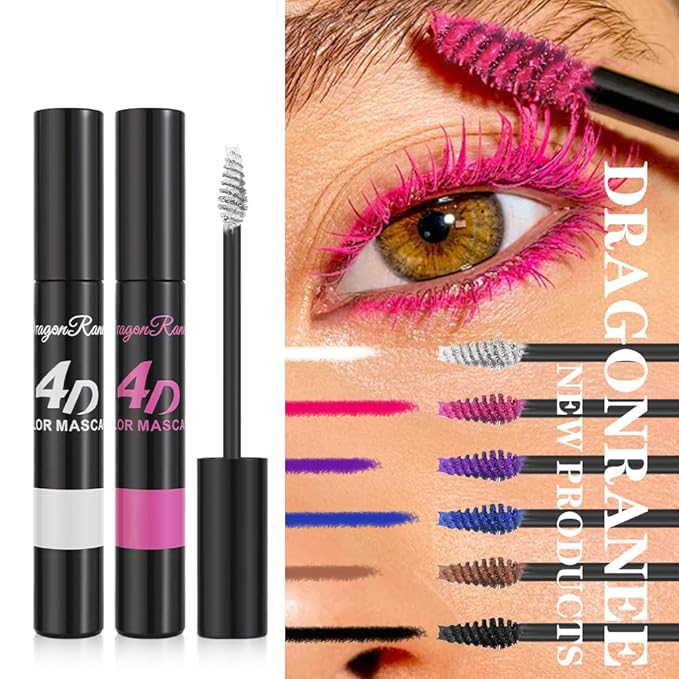 Blue 4D Colored Waterproof Mascara For Curling Eyelashes, Long Lasting Quick Dry Volumizing & Lengthening Mascara, Liquid Mascara Eye Makeup for Women, Lightweight Feel, Fast-Drying, 04