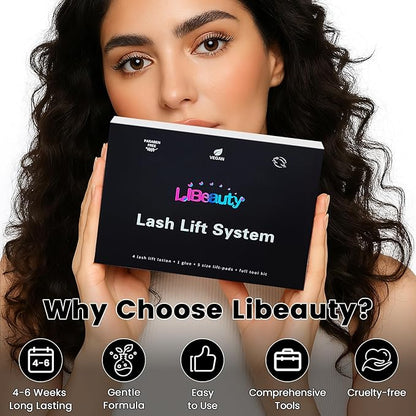 Libeauty Lash Lift Kit with Lash Glue Balm, 2-in-1 Eyelash Perm Kit, 4-6 Weeks Eyelash Lift & Eyebrow Lamination, Complete Tools for Beginners & Professionals