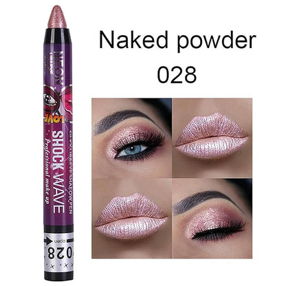 Vtrem 4 Colors Red Copper Light Brown Shimmer Glitter Eyeshadow Pen Lip Pen 2-in-1 Lying Silkworm Highlighter Eye Shadow Pen Waterproof Long Lasting Eye Shadow Set Pen Eyeliner Kit
