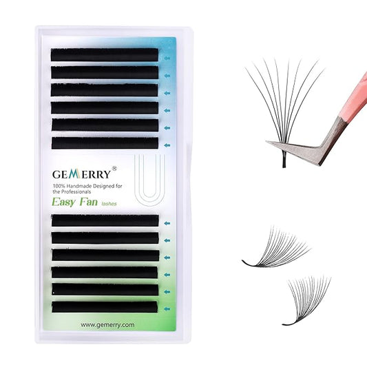 GEMERRY Eyelash Extension Volume Lash Extensions Rapid Blooming 03 05 07 C/D Curl 8-20mm Easy Fan Lash Extensions Mixed & Single Length Tray Self Fanning Lash Extension（0.05-D-9)
