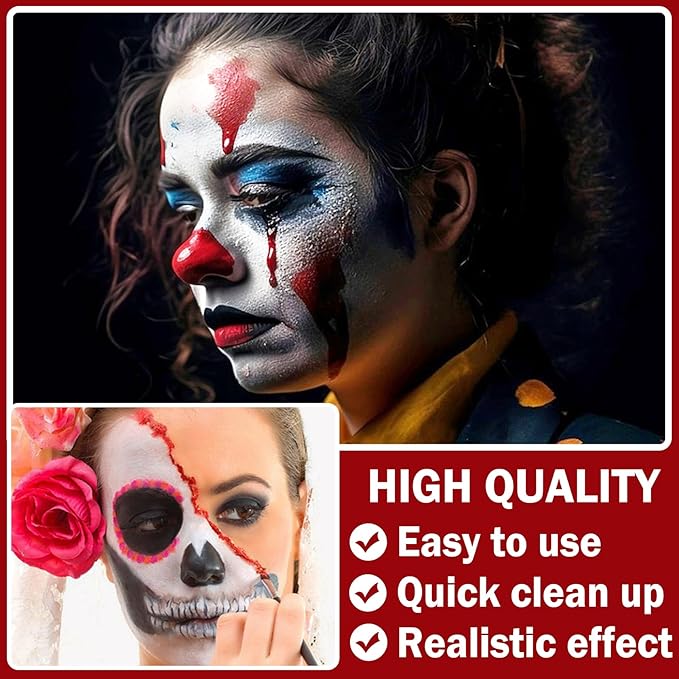 Fake Blood Cream Realistic Washable Fake Blood for Clothes Mouth Eyes,Halloween Zombie Vampire Clown Costume Cosplay Fake Blood Makeup