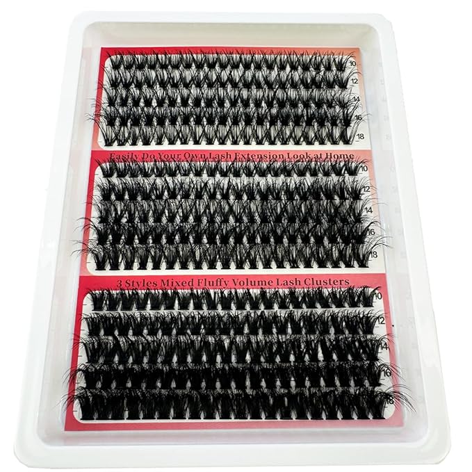 HBZGTLAD Fluffy Cluster Lashes 40D60D80D100D120D Natural Thick Eyelash Clusters D Curl Individual Lashes DIY Eyelashes Extension (300pcs 40+60+80D)