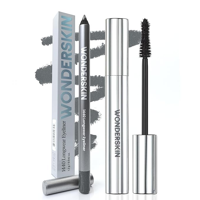 Wonderskin 1440 Longwear Eyeliner (Oyster Blue) with Wonderskin Black Mascara
