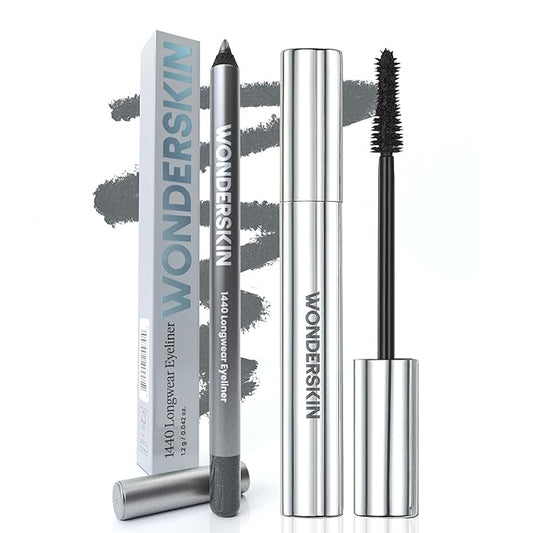 Wonderskin 1440 Longwear Eyeliner (Oyster Blue) with Wonderskin Black Mascara