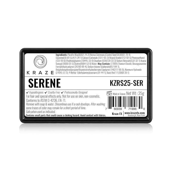Kraze FX Dome Stroke - Serene (25 gm), Professional 1-Stroke Split Cake, Hypoallergenic, Non-Toxic, Water Activated Face & Body Painting Makeup Supplies for Sensitive Skin, Kid Safe, Adults