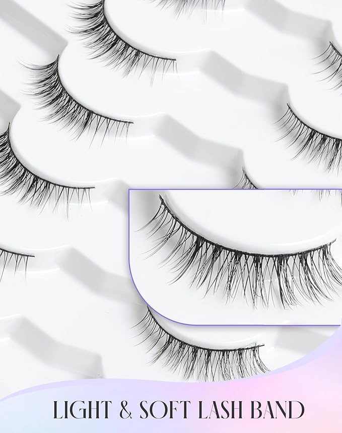 Natural Lashes Natural Eyelashes Short Eyelashes Natural Look False Eyelashes Wispy Eye Lashes 10mm Small Lashes Fake Lashes K50