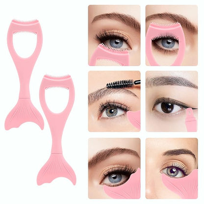 Tbestmax 2 in 1 Mascara Eyeliner Guard, Silicone Mascara Lash Shield Applicator, Eyelash Comb Pink 2 Pcs
