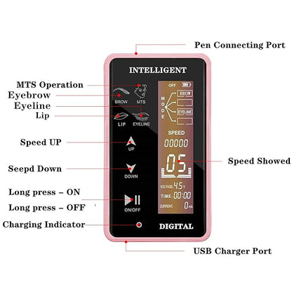 Permanent Makeup Machine, With 10pcs 1RL - Touch Screen Panel Multi Function - LCD Control Panel - Ombre Powder Brows Miroblading Shading Eyeliner Lip Microshading Machine Supplies (Black)