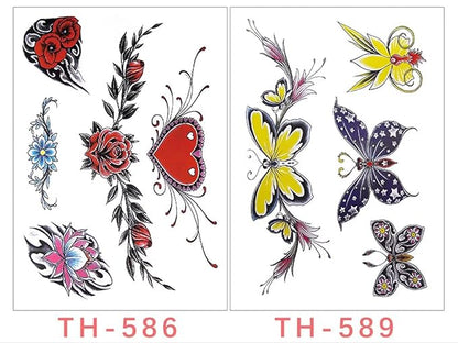 types of flowers, sexy temporary tattoo stickers and fake tattoos that look real and last long are suitable for girls, women or adults(6 * 8.3 inches,29 sheet temporary tattoo stickers)