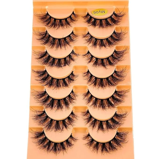 HBZGTLAD NEW 7pairs Cat eye Eyelashes 3D Natural False Lashes 5d Fluffy Soft Cross Manga Lashes Wispy Natural Eyelash Extension Makeup (MY-06)