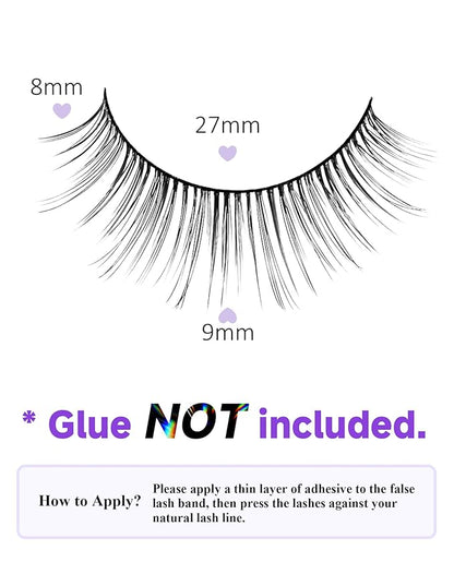 Natural Lashes Short Lashes Short Eyelashes Natural Look Small Lashes Wispy False Eyelashes Natural Fake Eyelashes for Small Eyes 9mm K15