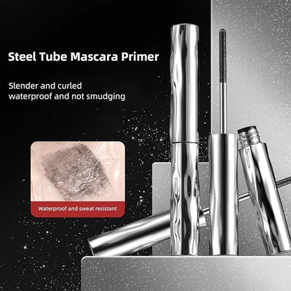2025 Upgraded Waterproof Metal Wand Mascara，Black Washable Metal Mascara Wand，Steel Tube Mascara Primer，Super Voluming Lash Extensions，Long Lasting Smudge-Proof No Flaking-1pc