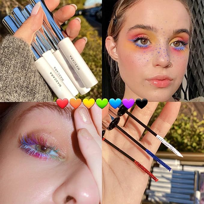 GL-Turelifes Yellow Mascara Colorful Fiber Charming Longlasting Mascara, Thick & Long Eyelash Waterproof and Smudge-proof Eyes Makeup (Yellow)