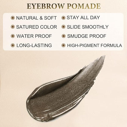 LAVONE Eyebrow Pencil Makeup Kit, with Waterproof 2-IN-1 Microblading Eyebrow Pen, Eyebrow Pomade, Eyeliner and Dual-ended Eyebrow Brush, Brow Pencil Kit for Natural Eyebrows - Ebony