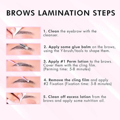 Lash Lift Kit & Eyebrow Lamination Kit, 2-in-1 Solution, At Home Brow Lamination Kit, Beginner/Professional, Eyelash Lift Kit, Lasts 6-8 Weeks, 15 Applications, DIY Brow + Lash Perm Kit