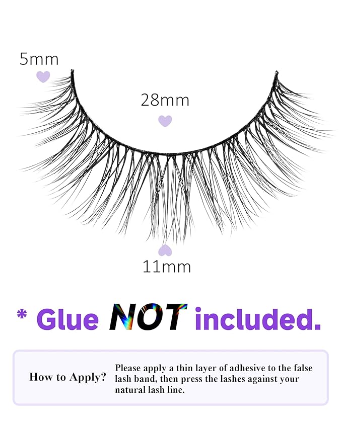 Wispy Eyelashes Natural Look 11mm Thin Band Eyelashes Lightweight False Lashes Natural Eyelashes K72