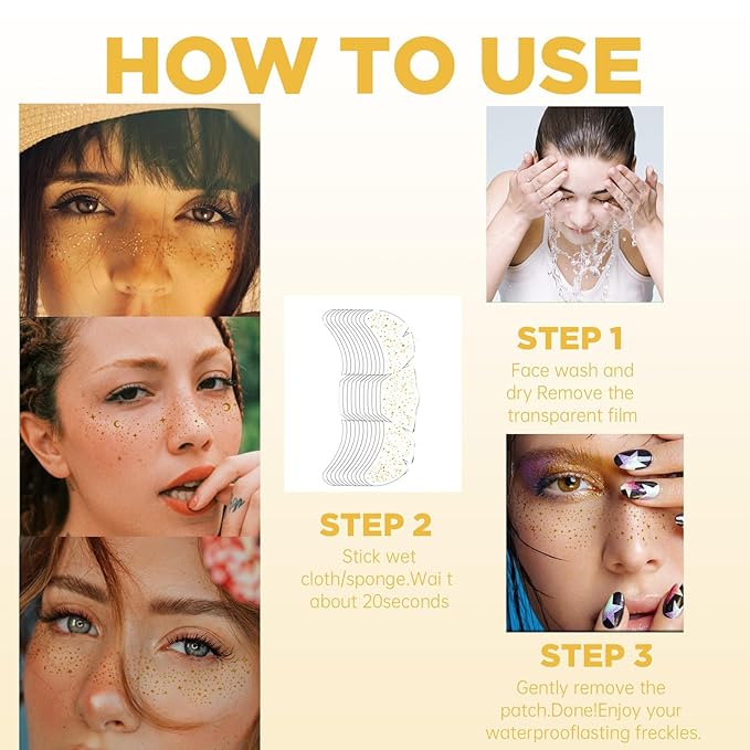 10 Count Makeup Patches Party Gold Face Glitter Makeup Speckles Glow Up Makeup Patches Face Glitter Speckles Freckle Patches Cute Glitter Makeup Accessories for Women