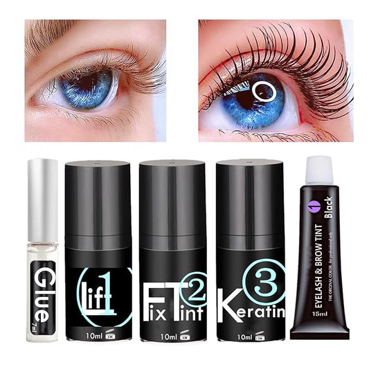 Lash Lift and Brow Lamination with Black T-i-n-t, Rapid 5 Minute Eyelash and Eyebrow Lifting Make Eyes Visible and Voluminous for 6 Weeks More than 15 lash Lift /D-Y-E applications (Lash&Brow Lift with Black Color)