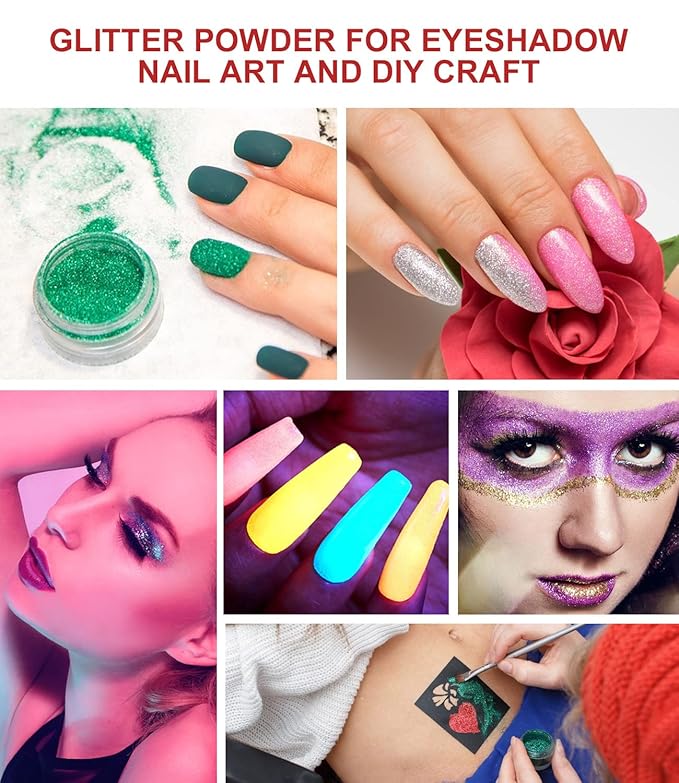 Temporary Glitter Tattoo Kit for Kids makeup,30 Body Glitter,3 Glitter Glue,5 Sheets Tattoos Stencil,5 Pcs Makeup Brush,6 Fluorescent Powder,Rhinestone Stickers,Holiday,Party,Nail Art