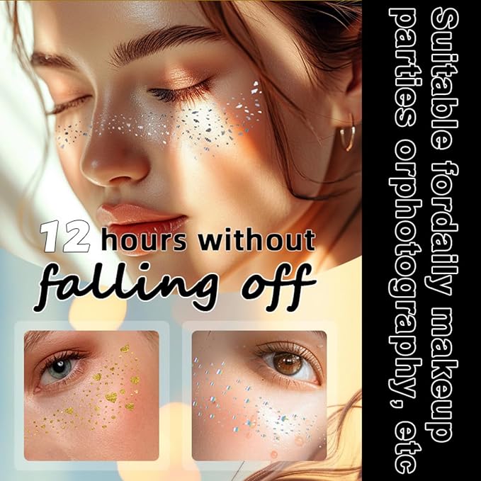 10 Count Makeup Patches Party Gold Face Glitter Makeup Speckles Glow Up Makeup Patches Face Glitter Speckles Freckle Patches Cute Glitter Makeup Accessories for Women