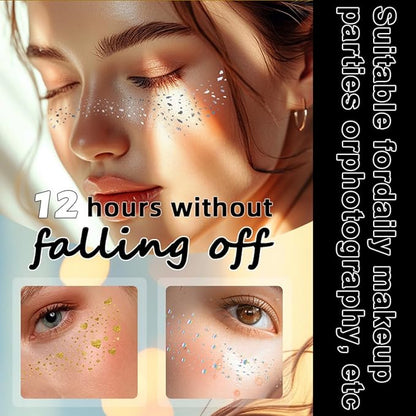 Makeup Patches Silver Face Glitter Makeup Speckles Glow Up Face Glitter Speckles Patches Accessories Party for Women-10 Count