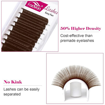 Volume Eyelash Extensions Brown 0.07mm D Curl Color Lashes 15-20mm Mixed Tray Rapid Blooming 3D 4D 5D 6D 8D 10D Russian Volume Lashes Extensions by FADVAN (Brown 0.07-D, 15-20mm)